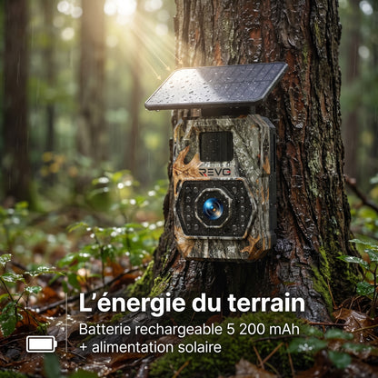 Caméra de Chasse Solaire REVO Ranger 60 – 60 MP 4K, Vision Nocturne 20 m, Batterie 5 200 mAh & Connexion Smartphone
