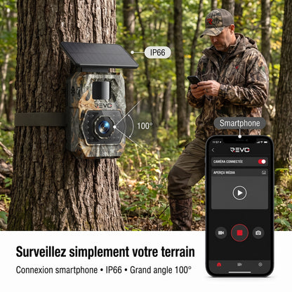 Caméra de Chasse Solaire REVO Ranger 60 – 60 MP 4K, Vision Nocturne 20 m, Batterie 5 200 mAh & Connexion Smartphone