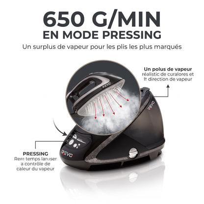 Centrale Vapeur REVO Steamax 650 – 2 600 W, 8 Bars, Pressing 650 g/min & Réservoir 1,9 L