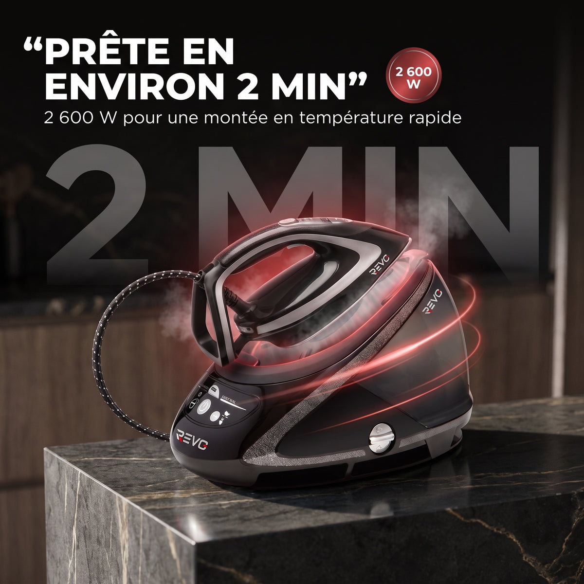 Centrale Vapeur REVO Steamax 650 – 2 600 W, 8 Bars, Pressing 650 g/min & Réservoir 1,9 L