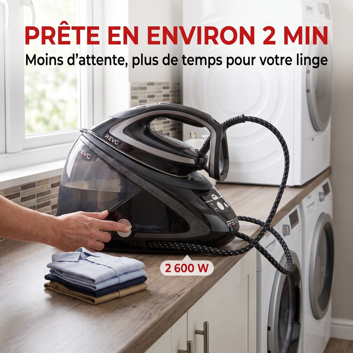 Centrale Vapeur REVO Steamax 650 – 2 600 W, 8 Bars, Pressing 650 g/min & Réservoir 1,9 L