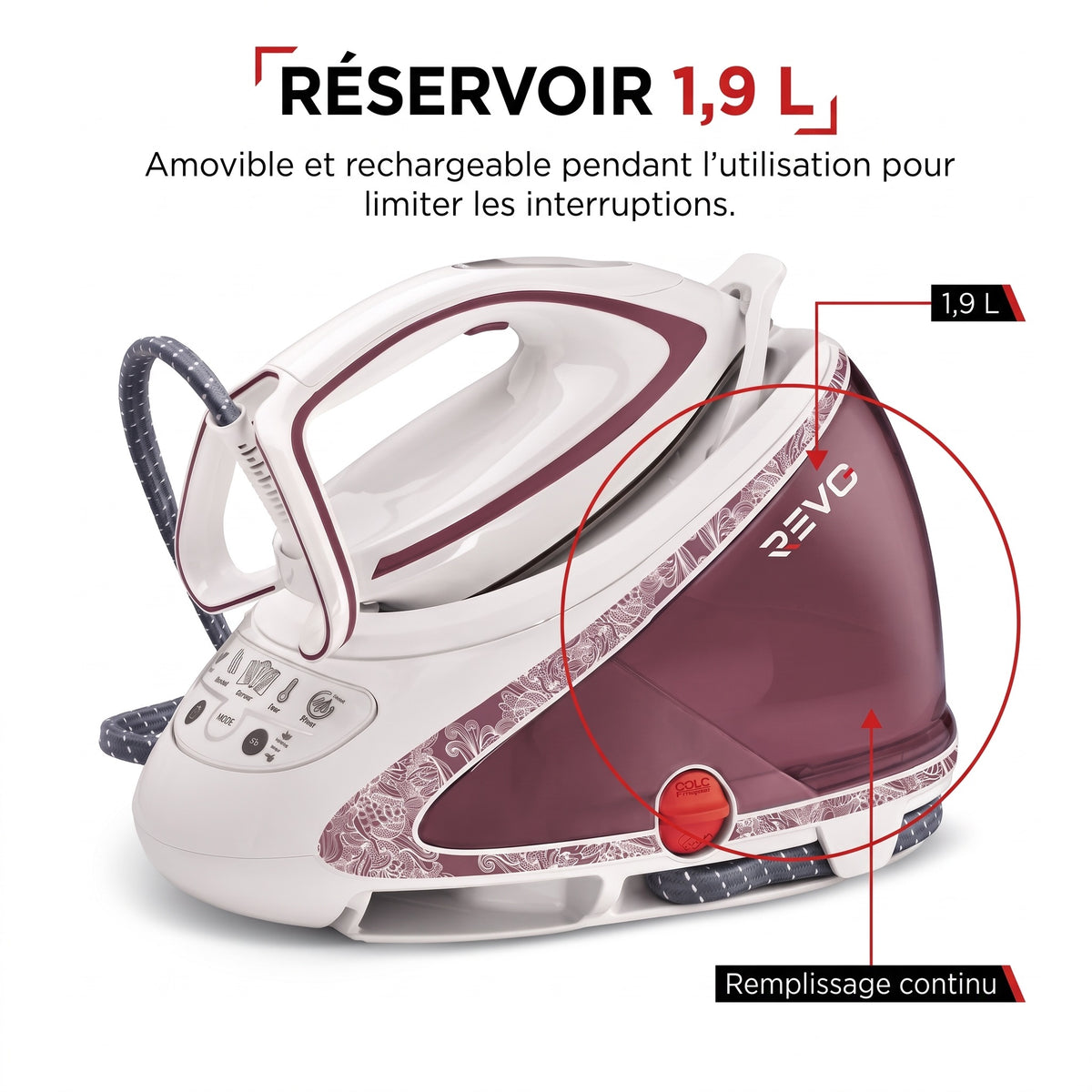 Centrale Vapeur REVO Ferrox 490 – 7,3 Bars, Boost 490 g/min, 2600 W & Réservoir 1,9 L