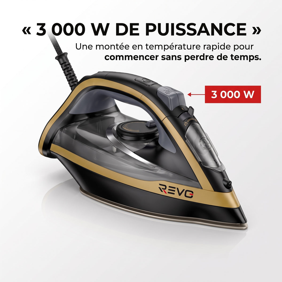 Fer à Repasser Vapeur REVO Pressium 260 – 3 000 W, Vapeur 60 g/min, Boost 260 g/min & Filtration Anticalcaire