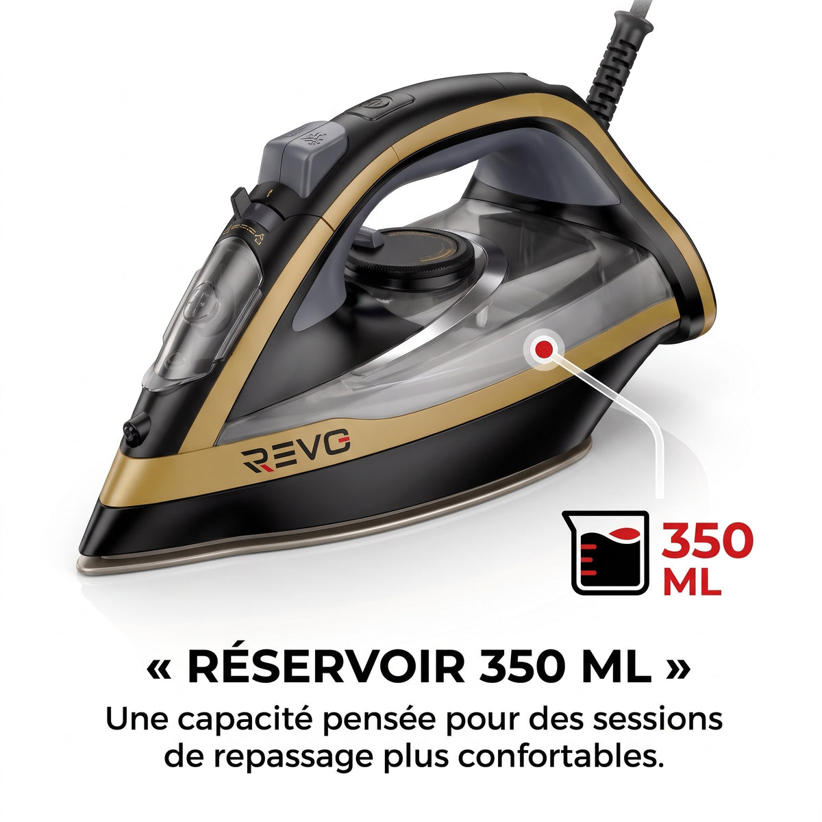 Fer à Repasser Vapeur REVO Pressium 260 – 3 000 W, Vapeur 60 g/min, Boost 260 g/min & Filtration Anticalcaire