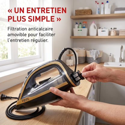 Fer à Repasser Vapeur REVO Pressium 260 – 3 000 W, Vapeur 60 g/min, Boost 260 g/min & Filtration Anticalcaire