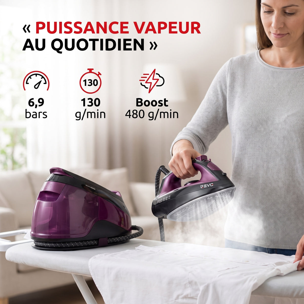 Centrale Vapeur REVO Pressor 480 – 6,9 Bars, Boost Vapeur 480 g/min & Réservoir 1,8 L