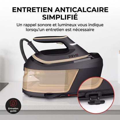 Centrale Vapeur REVO Steamora 600 – 2 400 W, 8 Bars, Effet Pressing 600 g & Réservoir 1,8 L