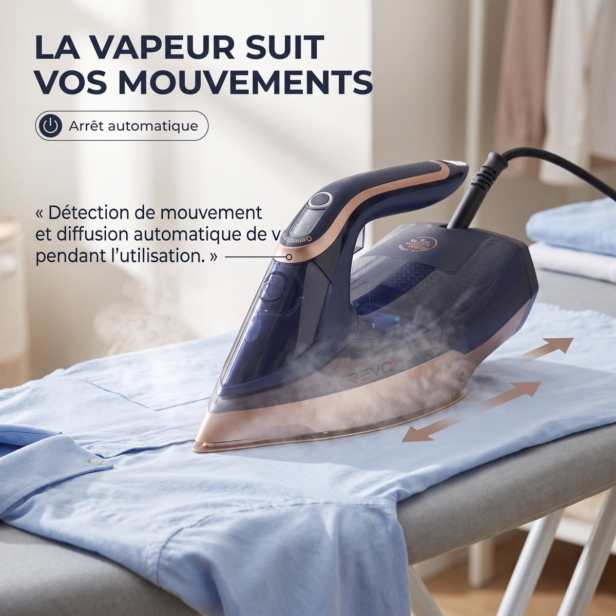 Fer à Vapeur REVO Thermion 3000 – 3 000 W, Vapeur Automatique 85 g/min & Effet Pressing 260 g
