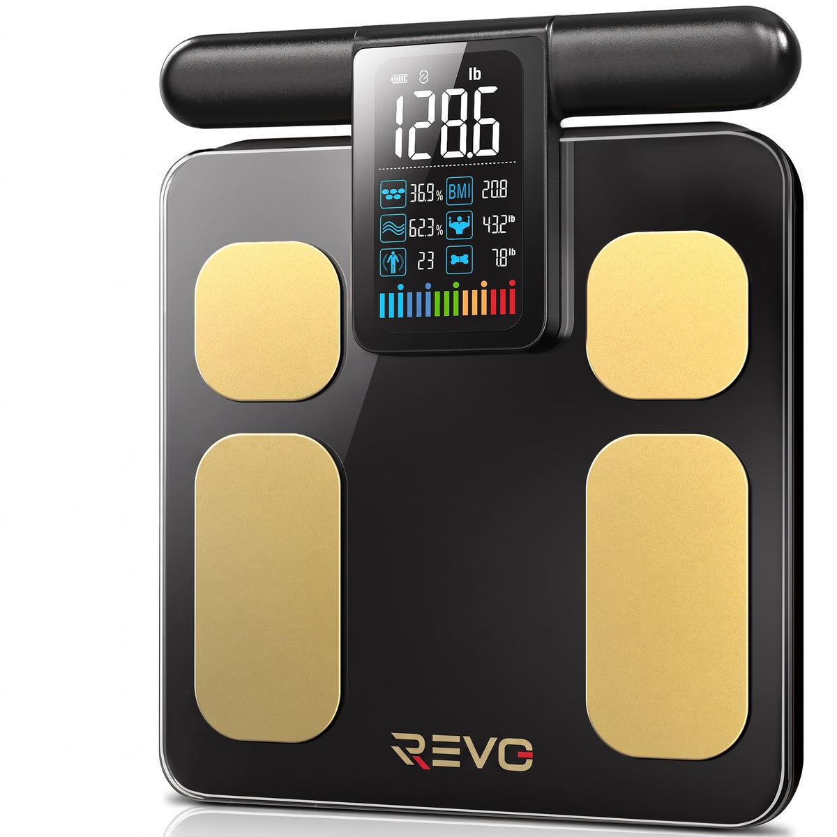 Balance Connectée Impédancemètre REVO Metrix 28 – 8 Électrodes, 28 Mesures Corporelles, Écran TFT & Application Bluetooth