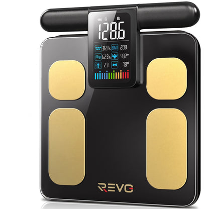 Balance Connectée Impédancemètre REVO Metrix 28 – 8 Électrodes, 28 Mesures Corporelles, Écran TFT & Application Bluetooth