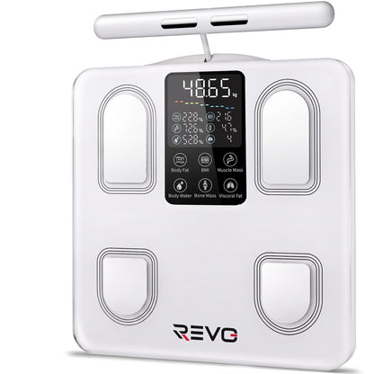 Balance Impédancemètre Connectée REVO Forma 8 – 8 Électrodes, Analyse Corporelle, Bluetooth & Écran LED – 180 kg