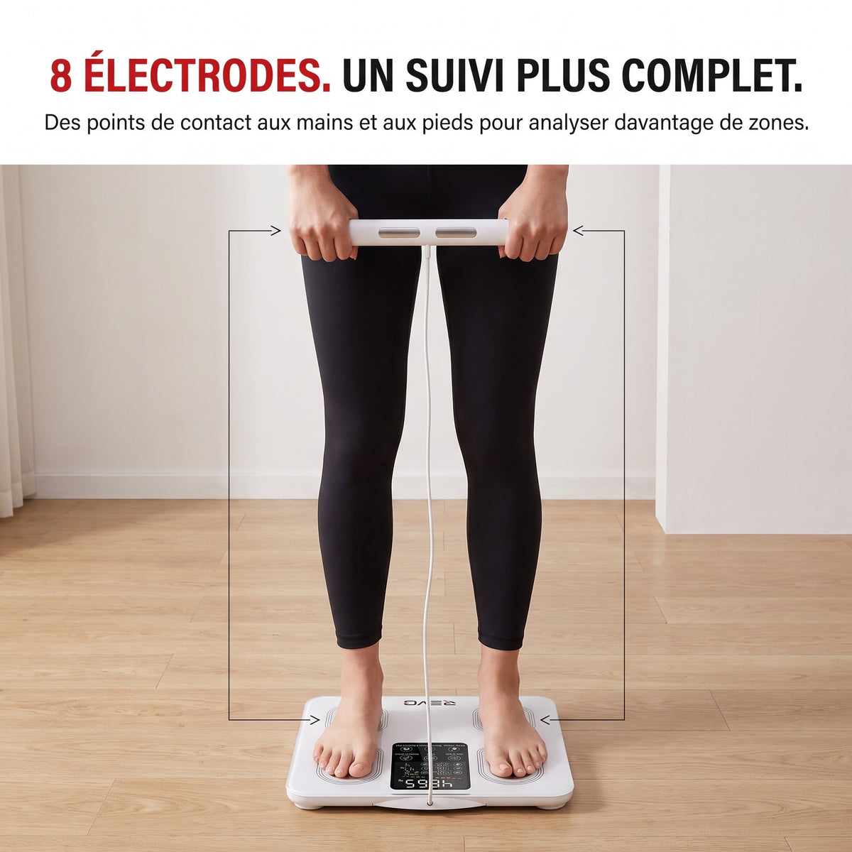 Balance Impédancemètre Connectée REVO Forma 8 – 8 Électrodes, Analyse Corporelle, Bluetooth & Écran LED – 180 kg