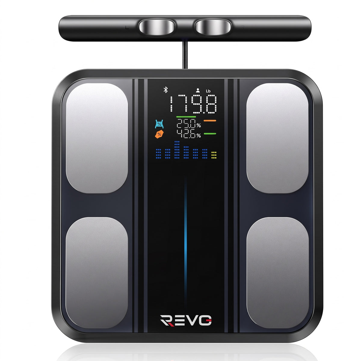 Balance Impédancemètre Connectée REVO Syntra 8 – 8 Électrodes, Analyse Corporelle 50+ Indicateurs & Bluetooth