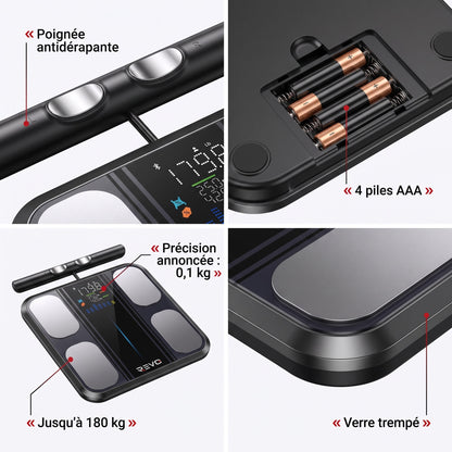 Balance Impédancemètre Connectée REVO Syntra 8 – 8 Électrodes, Analyse Corporelle 50+ Indicateurs & Bluetooth