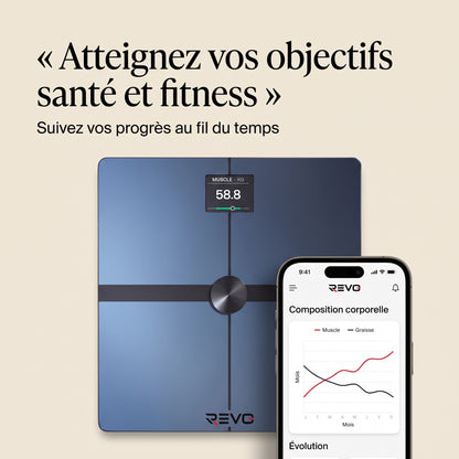 Balance Connectée REVO Bioméa 8 – Analyse de Composition Corporelle, Wi-Fi & Bluetooth, 8 Utilisateurs