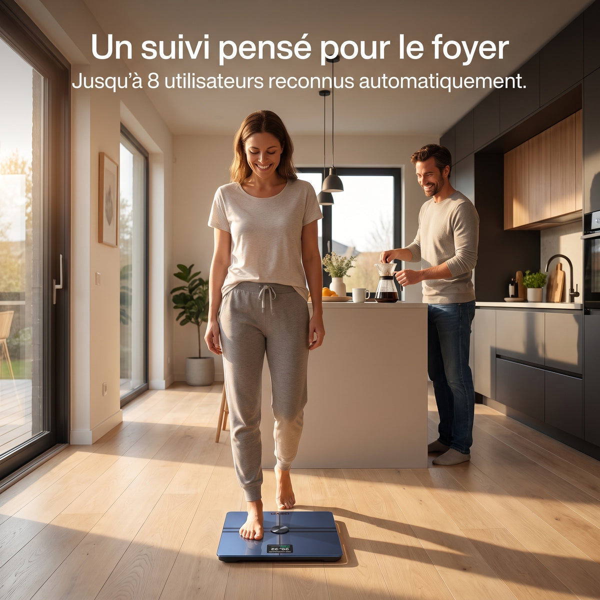 Balance Connectée REVO Quantia 200 kg avec Analyse Corporelle Avancée, Wi‑Fi, Bluetooth & Suivi Santé