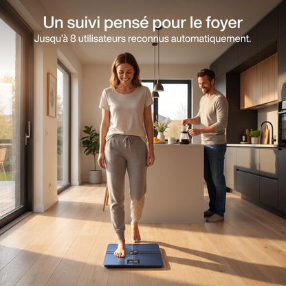 Balance Connectée REVO Quantia 200 kg avec Analyse Corporelle Avancée, Wi‑Fi, Bluetooth & Suivi Santé