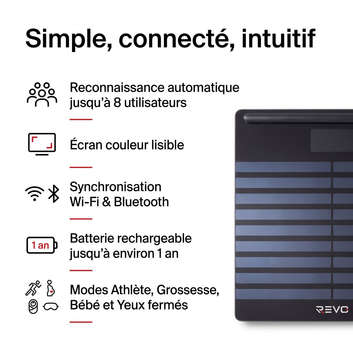 Balance Connectée REVO Scana 200 – Analyse Corporelle Segmentaire, ECG 6 Dérivations, Wi-Fi & Bluetooth