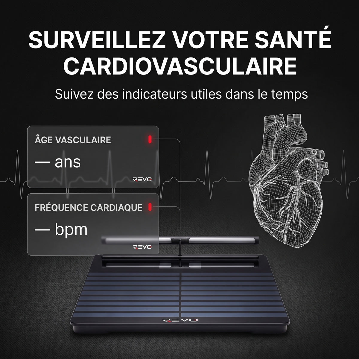 Balance Connectée REVO Scana 200 – Analyse Corporelle Segmentaire, ECG 6 Dérivations, Wi-Fi & Bluetooth
