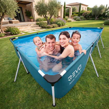 Piscine Hors-Sol Rectangulaire REVO Aqua Family 4 – 400 × 211 × 81 cm – 5 700 L – Filtration à Cartouche