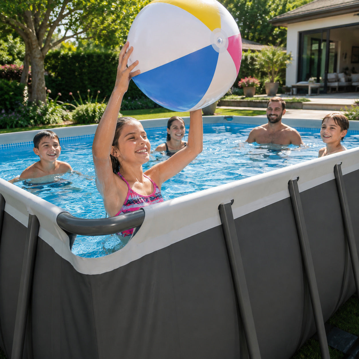 Piscine Hors-Sol Rectangulaire REVO Aqua Pro 5 – 549 × 274 × 132 cm – 17 203 L – Filtre à Sable – Échelle & Bâche Incluses