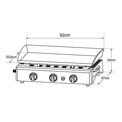 Plancha au gaz REVO Brasa – 3 brûleurs 7,5 kW – Acier noir – Butane/Propane